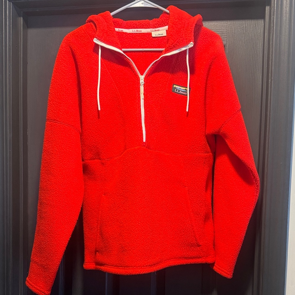 L.L. Bean Vibrant Red Half-Zip Fleece Hoodie